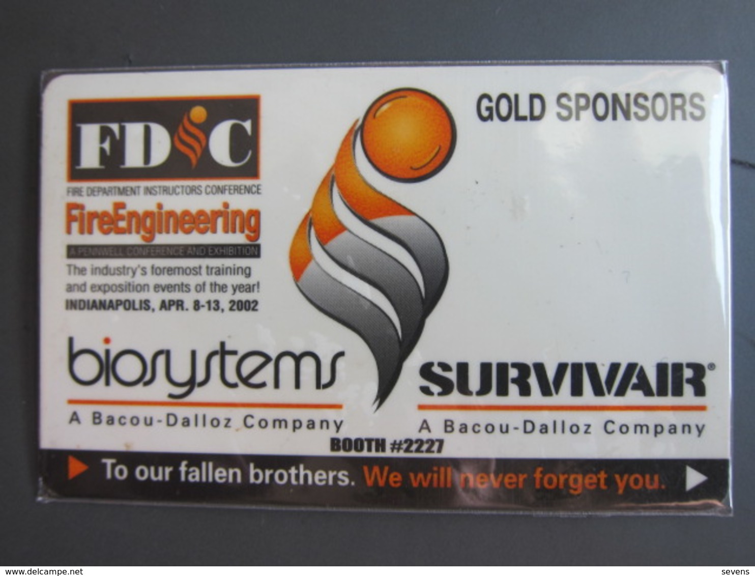 Indianapolis 2002 Fire Department Instructors Conference Gold Sponsors Card - Pompiers