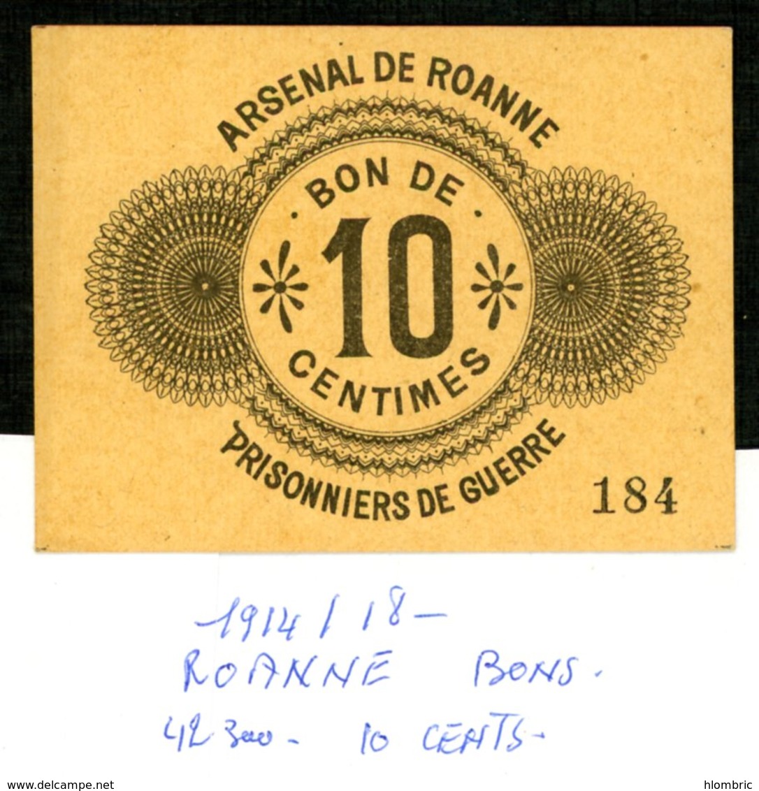 Roanne  42  Pg  1914/18  10  Cents - Bons & Nécessité