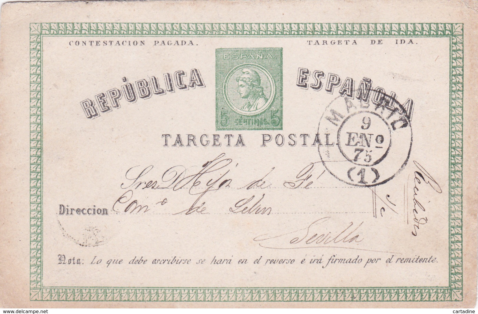 Entier  Postal Stationery - Espagne / Républica Española - 1875 - 1850-1931