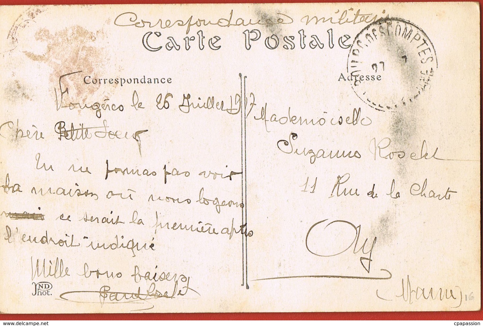 CHATEAUGIRON -35- La Bretagne- La Rue De La Poste Et La Poste -cpa Animée- Voyagée 1917-recto Verso-Paypal Sans Frais - Châteaugiron