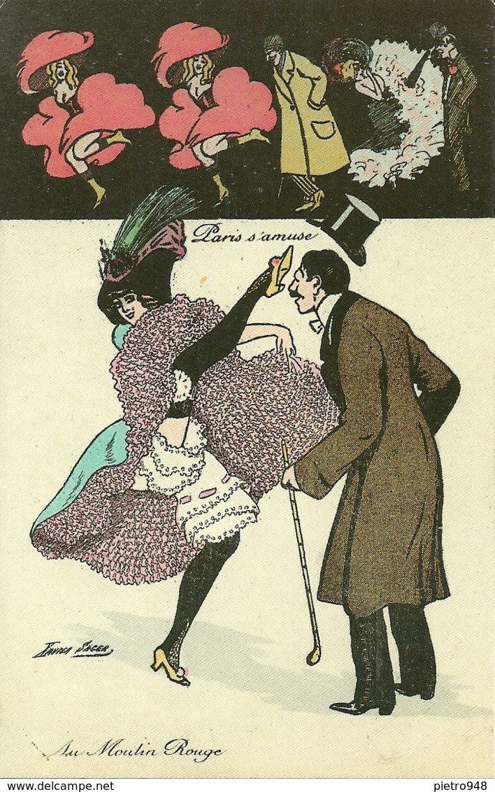 Au Moulin Rouge, "Paris S'amuse", Riproduzione Da Orig., Reproduction, Illustrazione, Xavier Sager Illustratore (F34) - Sager, Xavier