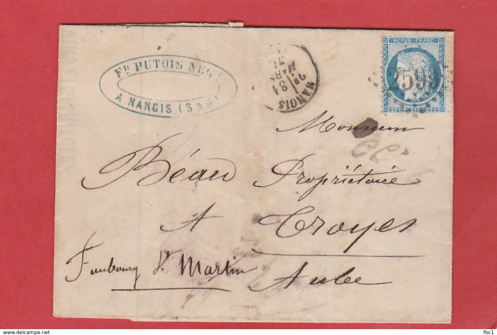 Seine Et Marne - Nangis - GC 2599 Sur Type Cérès LAC Putois Distillateur 1874 - 1849-1876: Période Classique