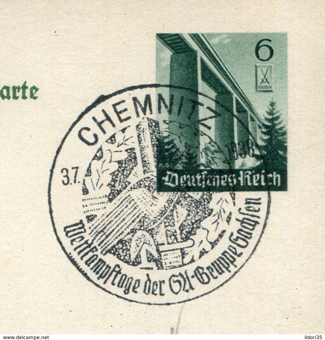 Deutsches Reich / 1938 / Postkarte Mi. P 270 SSt. Chemnitz "Wettkampftage SA-Gruppe Sachsen" (23655) - Autres & Non Classés