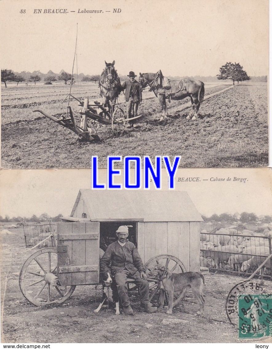 2 CPA  " EN BEAUCE " - CABANE De BERGER - LABOUREUR - Fattorie