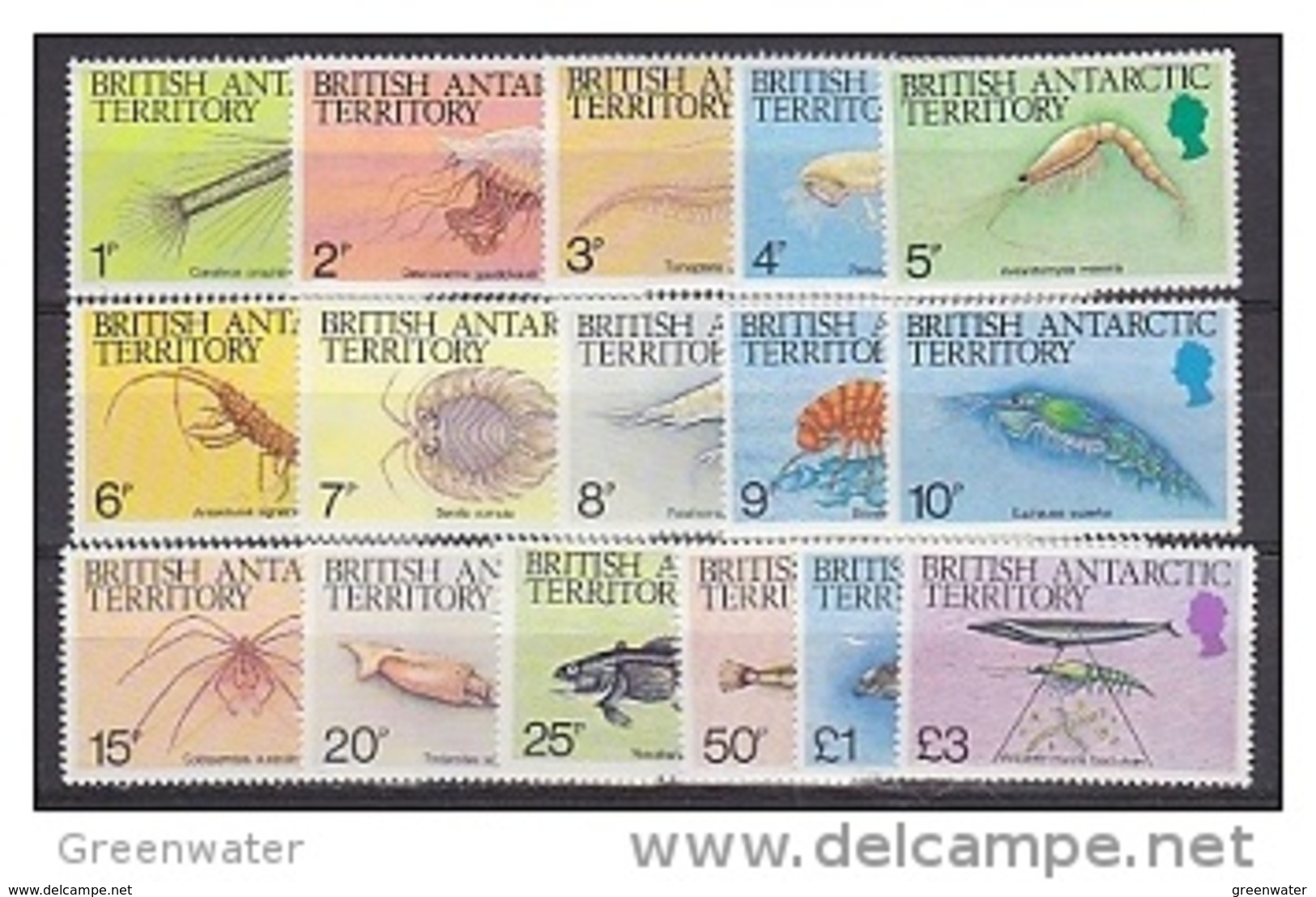 British Antarctic Territory 1984 Marine Life / Definitives 16v ** Mnh (44279) - Ongebruikt