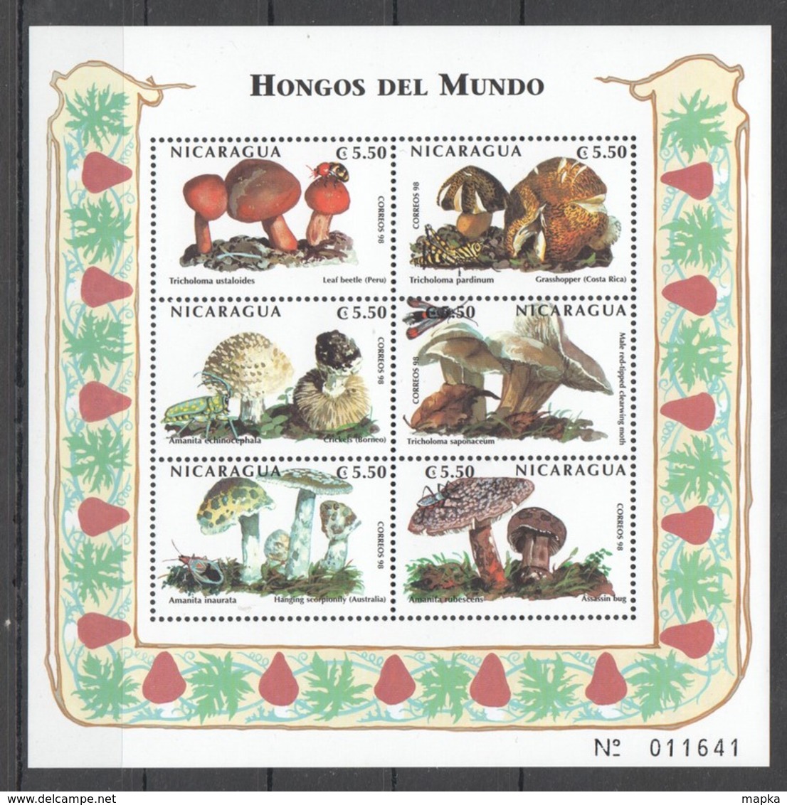 O1202 1998 NICARAGUA FLORA NATURE MUSHROOMS HONGOS DEL MUNDO 1KB MNH - Mushrooms