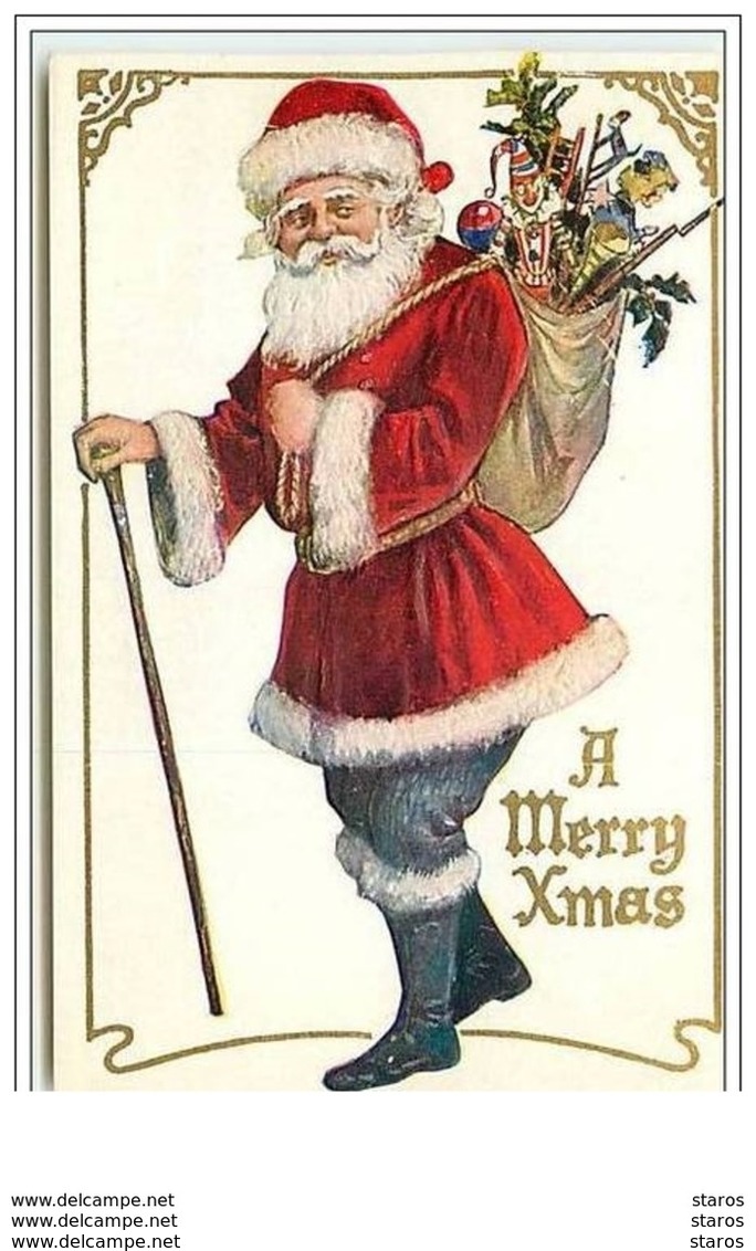 Carte Gaufrée - A Merry Xmas - Père Noël - Santa Claus