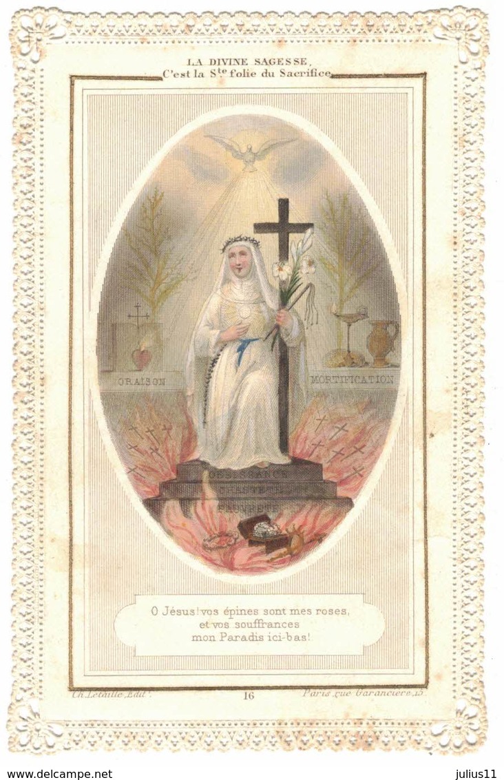 CANIVET COULEUR DENTELLE LA DIVINE SAGESSE Ô JESUS VOS EPINES IMAGE PIEUSE RELIGIEUSE  HOLY CARD SANTINO - Imágenes Religiosas