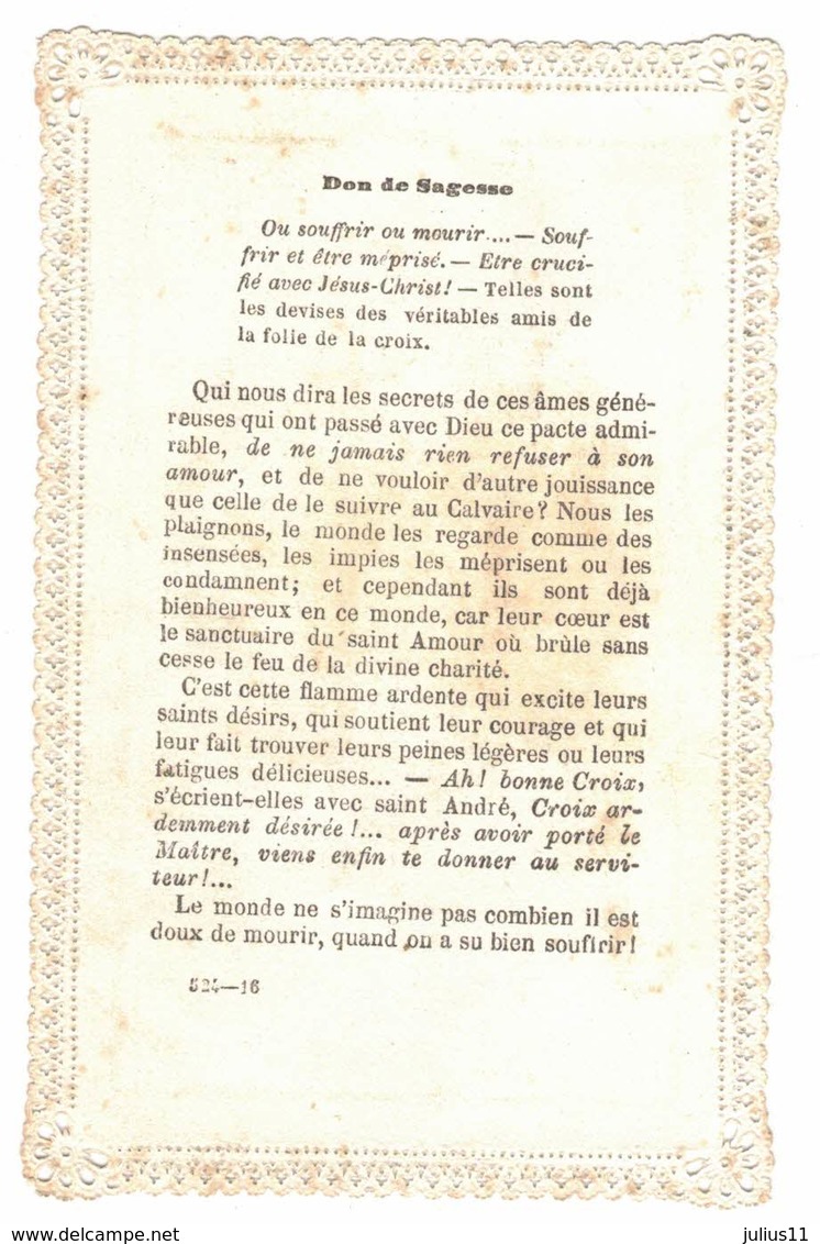 CANIVET COULEUR DENTELLE LA DIVINE SAGESSE Ô JESUS VOS EPINES IMAGE PIEUSE RELIGIEUSE  HOLY CARD SANTINO - Imágenes Religiosas