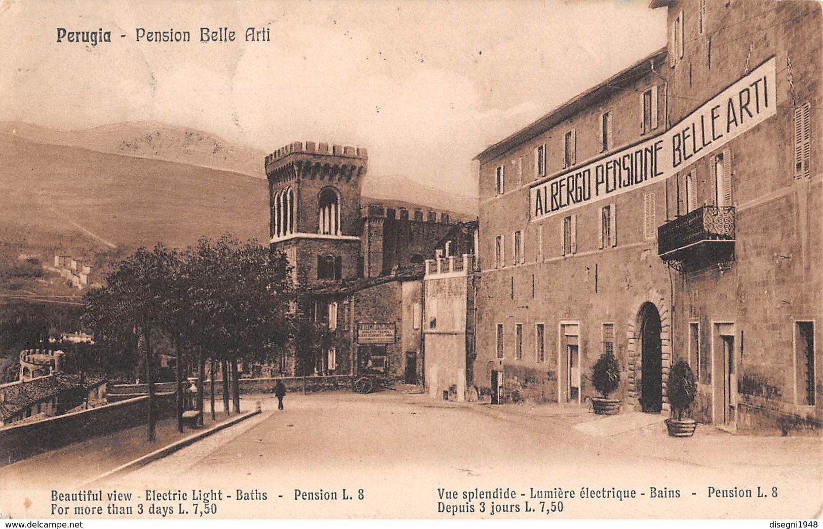 M08562 "PERUGIA-PENSION BELLE ARTI"-CART. ORIG. SPED. 1914 - Perugia