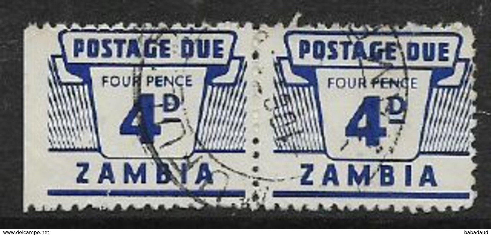 Zambia, 1964, 4d, Postage Due, Left Marginal Pair, Used - Zambia (1965-...)