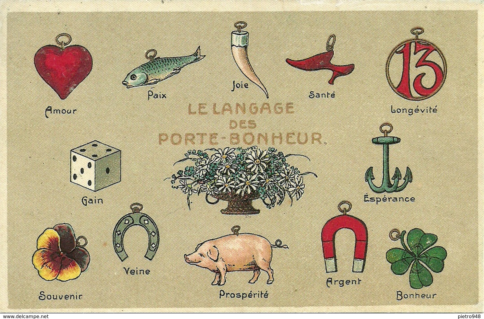 Le Language Des Porte-Bonheur, Riproduzione Da Orig., Reproduction, Illustrazione, (F56) - Humor