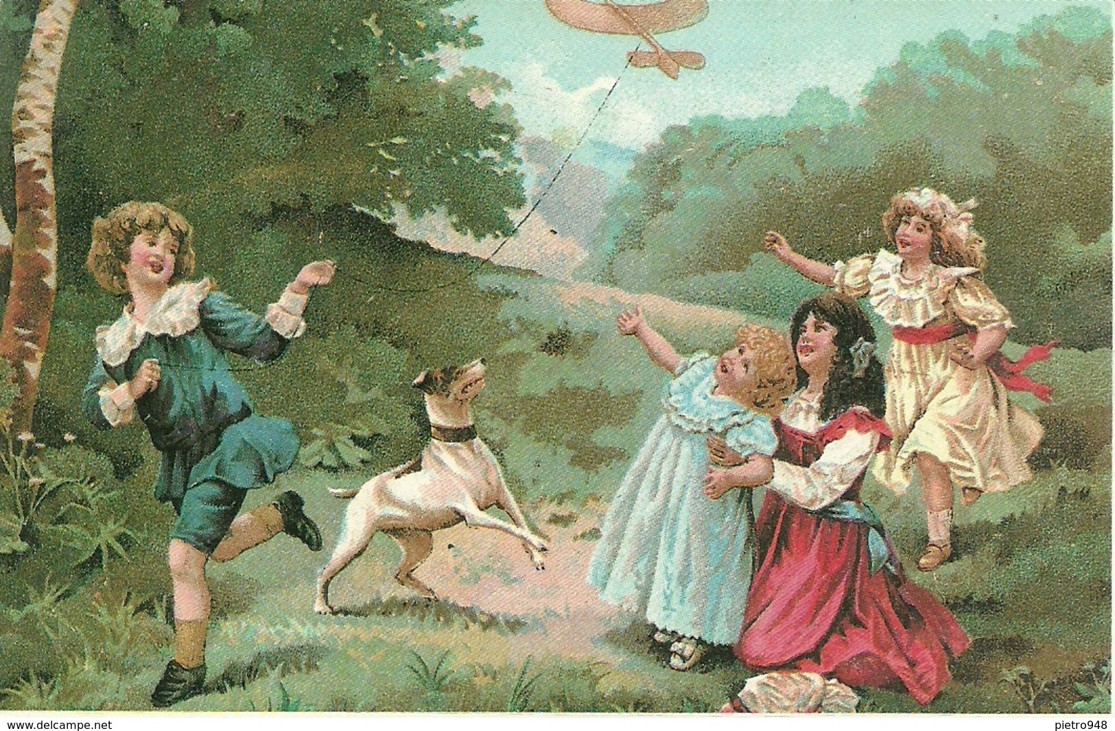 Bambine Che Giocano Nel Bosco, Riproduzione Da Orig., Reproduction, Illustrazione, (F58) - Gruppi Di Bambini & Famiglie