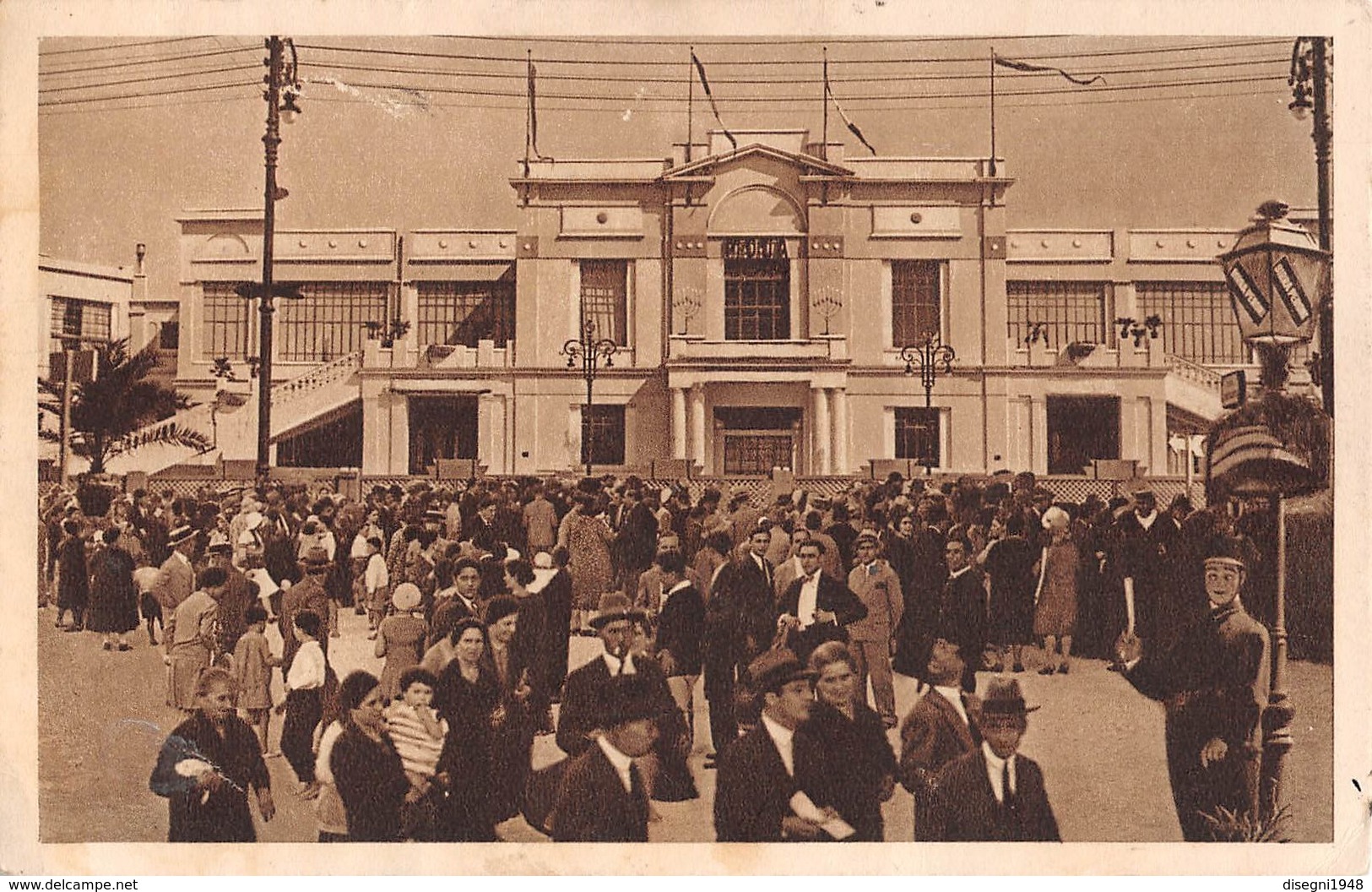 M08569 "BARI-FIERA DEL LEVANTE-PALAZZO DELLA MODA"ANIMATA-PUBBLICITA' BIRRA PERONI-CART. ORIG. SPED.1934 - Bari