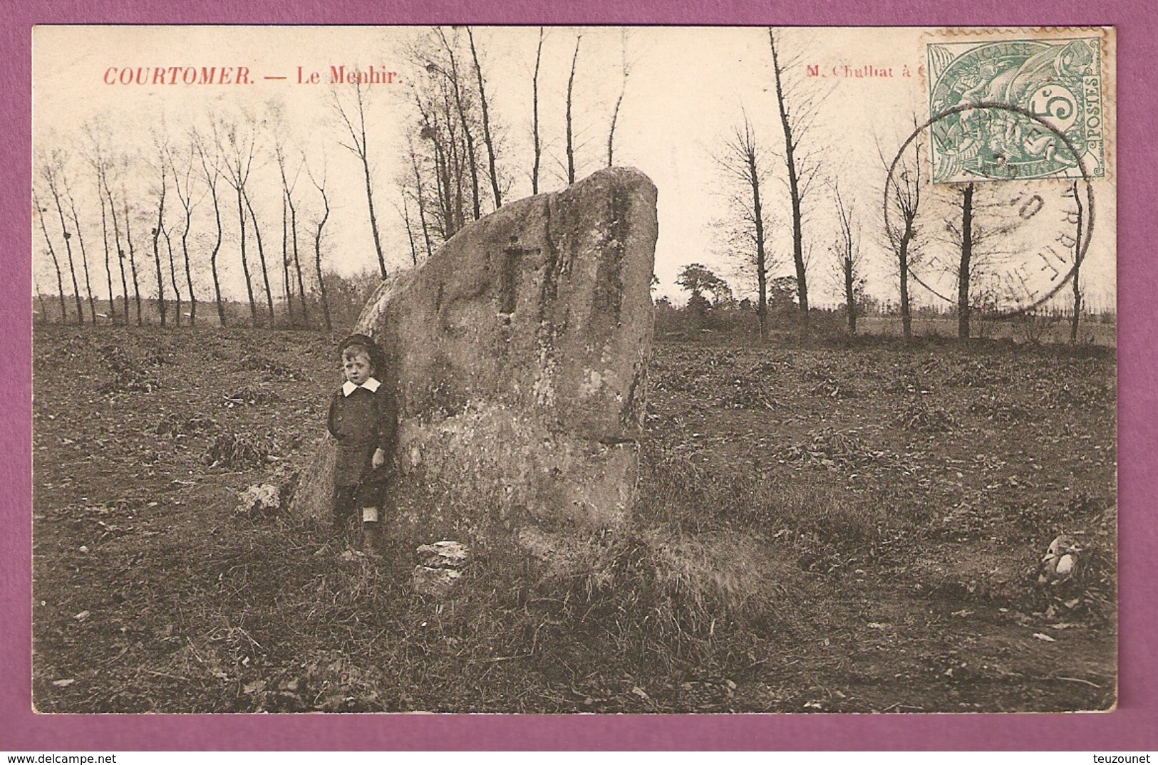 Cpa Courtomer Le Menhir Animée - édition M Chulliat - 2 Scans - Other & Unclassified