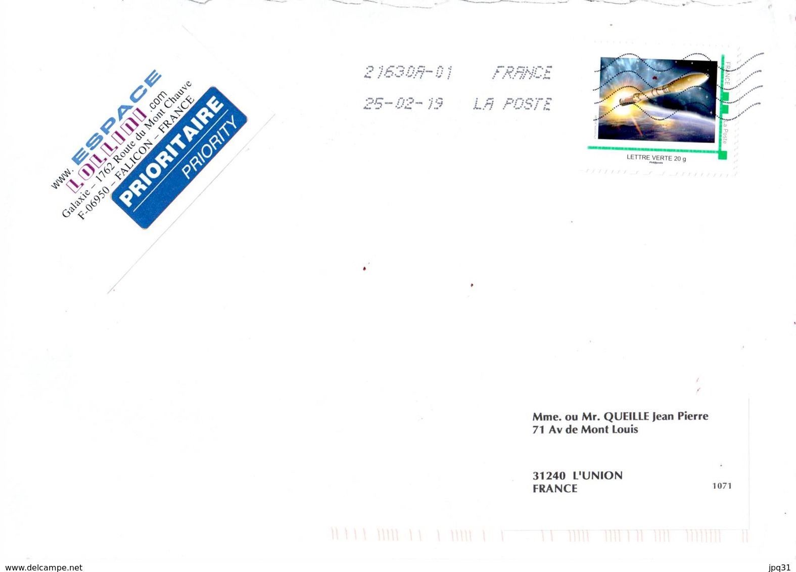 Timbre Personnalisé Ariane Sur Enveloppe Voyagée - Other & Unclassified