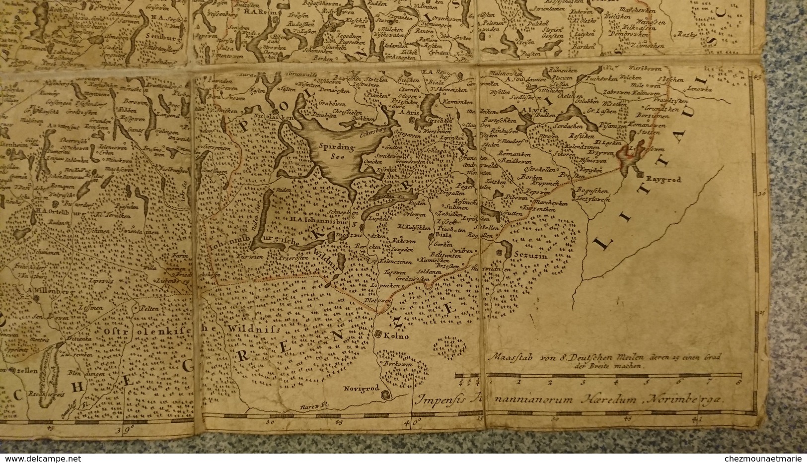 TABULA REGNI BORUSSIAE BORUSSIAM ORIENTALEM EXHIBENS 1775 GUSSEFELD NUREMBERG CARTE PRUSSE