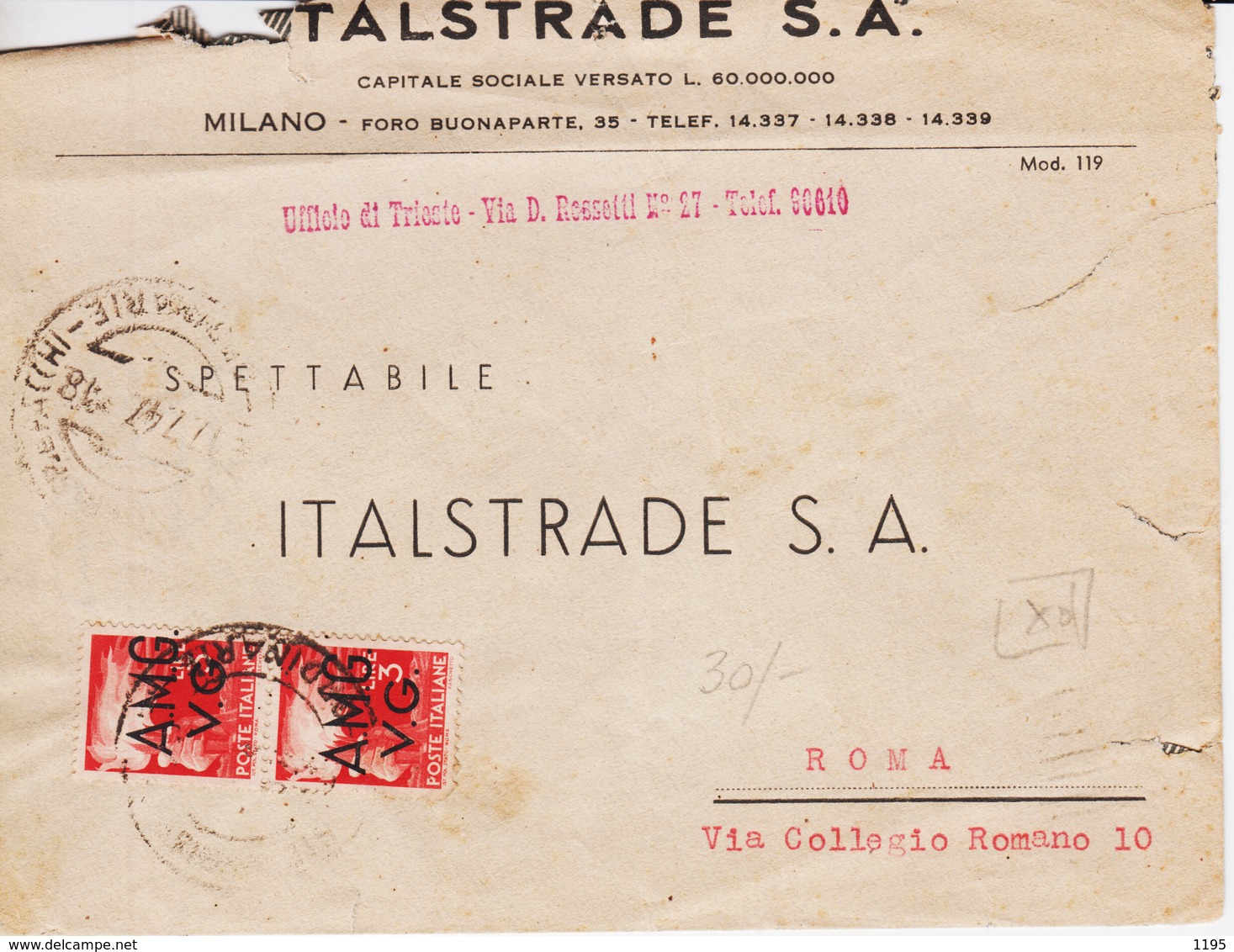 Trieste VG, Lettera  Sassone  15x 2 Viaggiata (05268) - Storia Postale