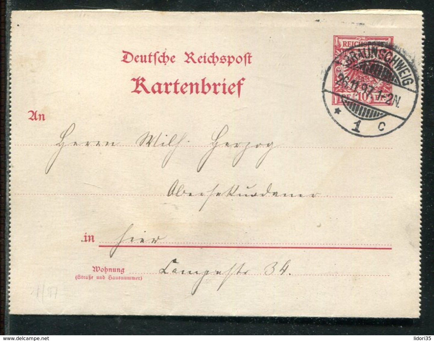 Deutsches Reich / 1897 / Kartenbrief Steg-Stempel BRAUNSCHWEIG (23661) - Sonstige & Ohne Zuordnung