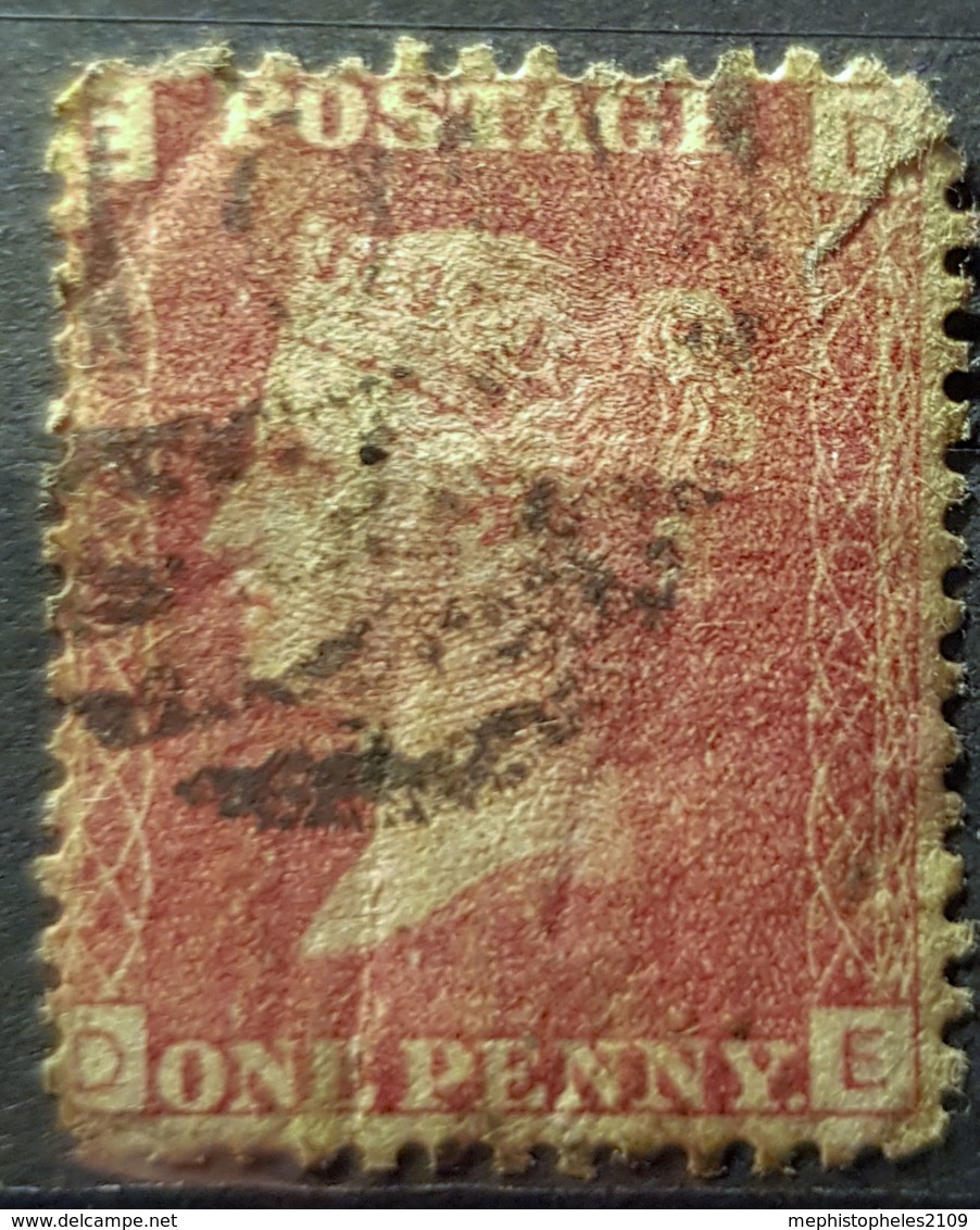 GREAT BRITAIN - Canceled Penny Red - Plate 207 - Sc# 33, SG# 43 - Queen Victoria 1p - Used Stamps