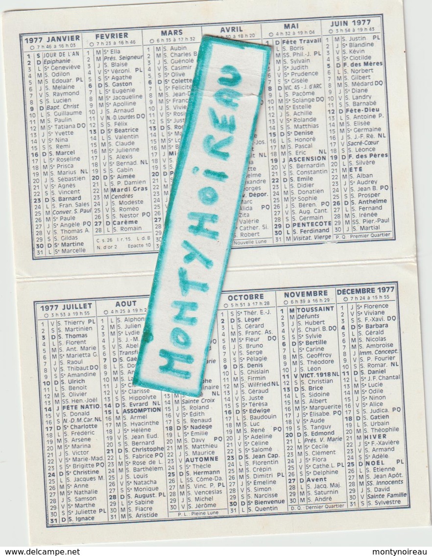 Vieux  Papier  : Calendrier :  1977 ,  Levallois - Perret , Herald  , Automobiles , Moteurs - Petit Format : 1971-80