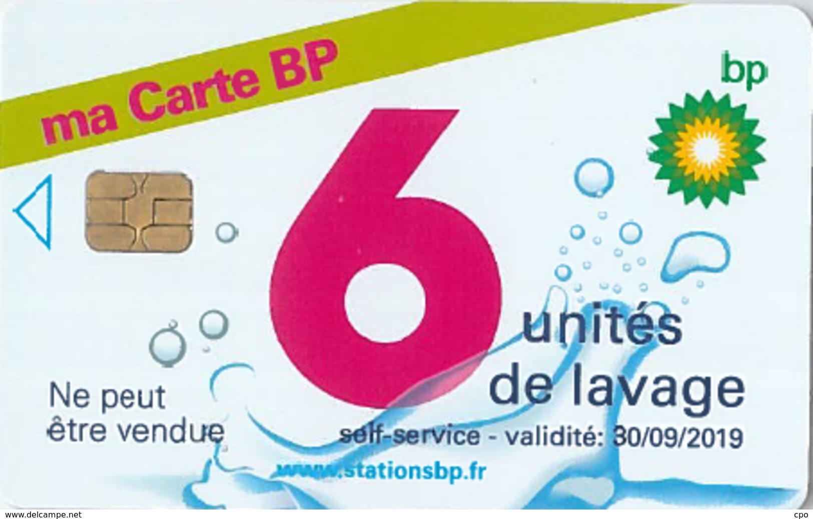 # Carte A Puce Portemonnaie Lavage BP Ma Carte BP 6u Puce1? Validité 30/09/2019 Ne Peut être Vendue -tres Bon Etat- - Lavage Auto