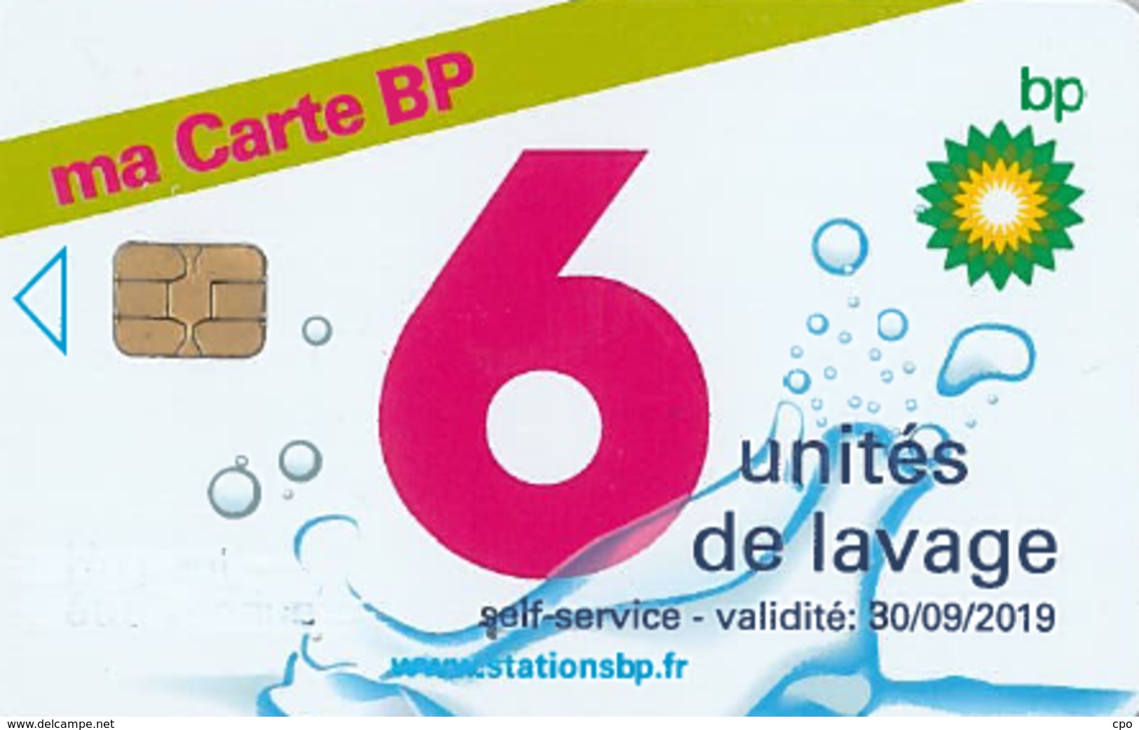 # Carte A Puce Portemonnaie Lavage BP Ma Carte BP 6u Puce1? Validité 30/09/2019 Ne Peut être Vendue Gratté Tres Bon Etat - Car-wash