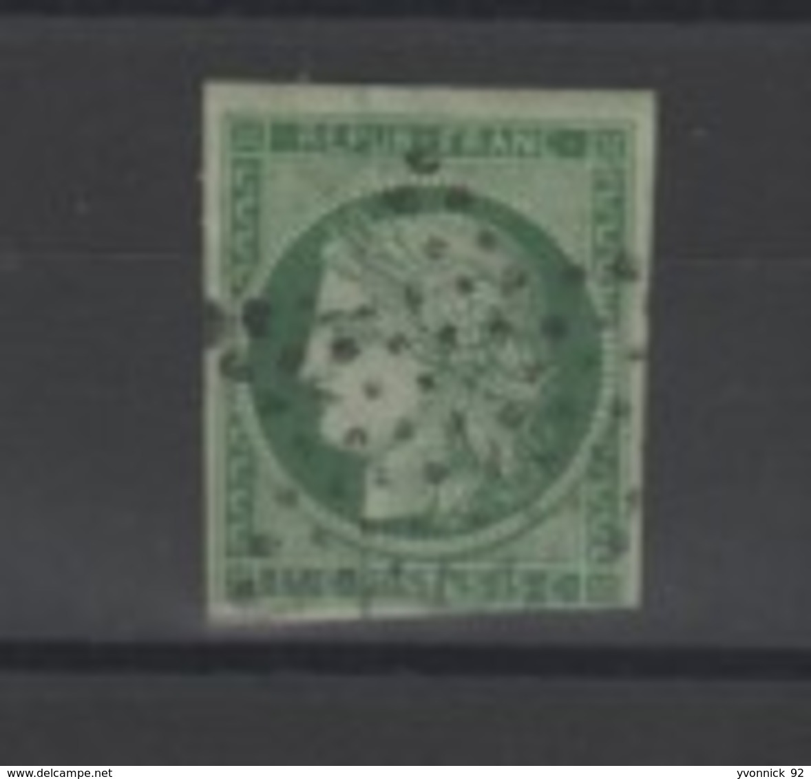 France _  N° 2 ( 1849 ) _ 15c Vert Céres - 1849-1850 Ceres