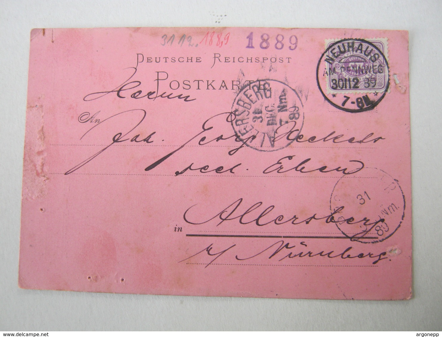 1889 , NEUHAUS,  KOS  , Klarer Stegstempel Auf Karte - Briefe U. Dokumente