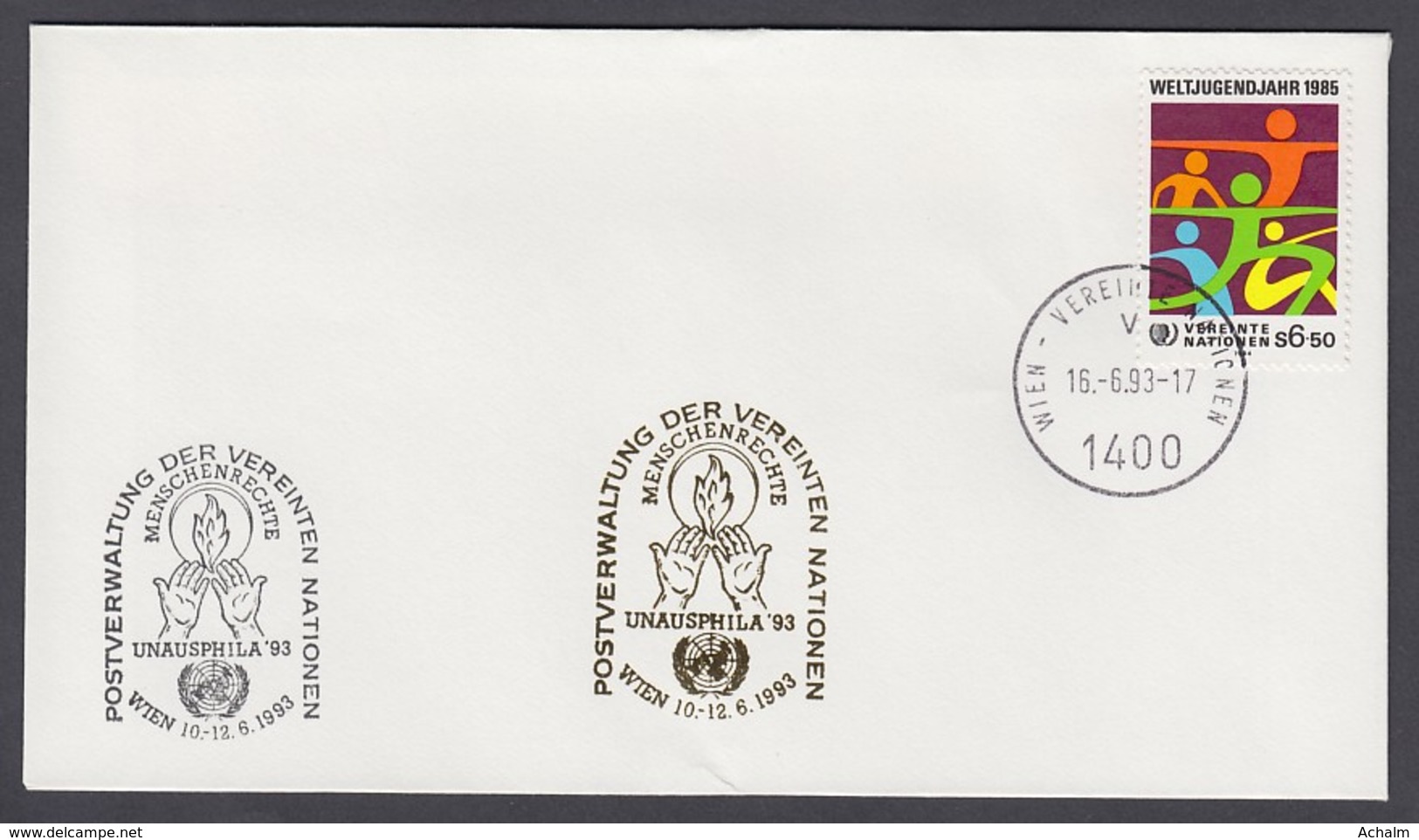 UNO Wien-UN Vienna - Beleg 1993 - MiNr. 46 - Gold-Sonderstempel - Unausphila 93, Wien - UNO