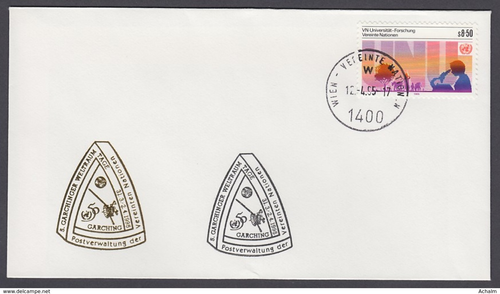 UNO Wien-UN Vienna - Beleg 1995 - MiNr. 48 - Gold-Sonderstempel - 5. Gärchinger Weltraumtage - UNO