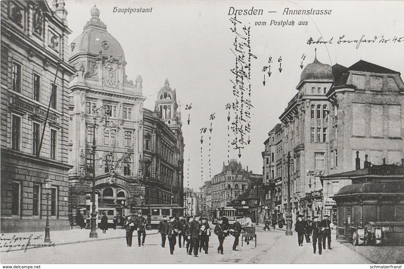 Repro Foto Dresden Annenstraße Postplatz Fernsprechamt Telegraphenamt Post Oberpostdirektion Zwingerstraße Marienstraße - Sonstige & Ohne Zuordnung