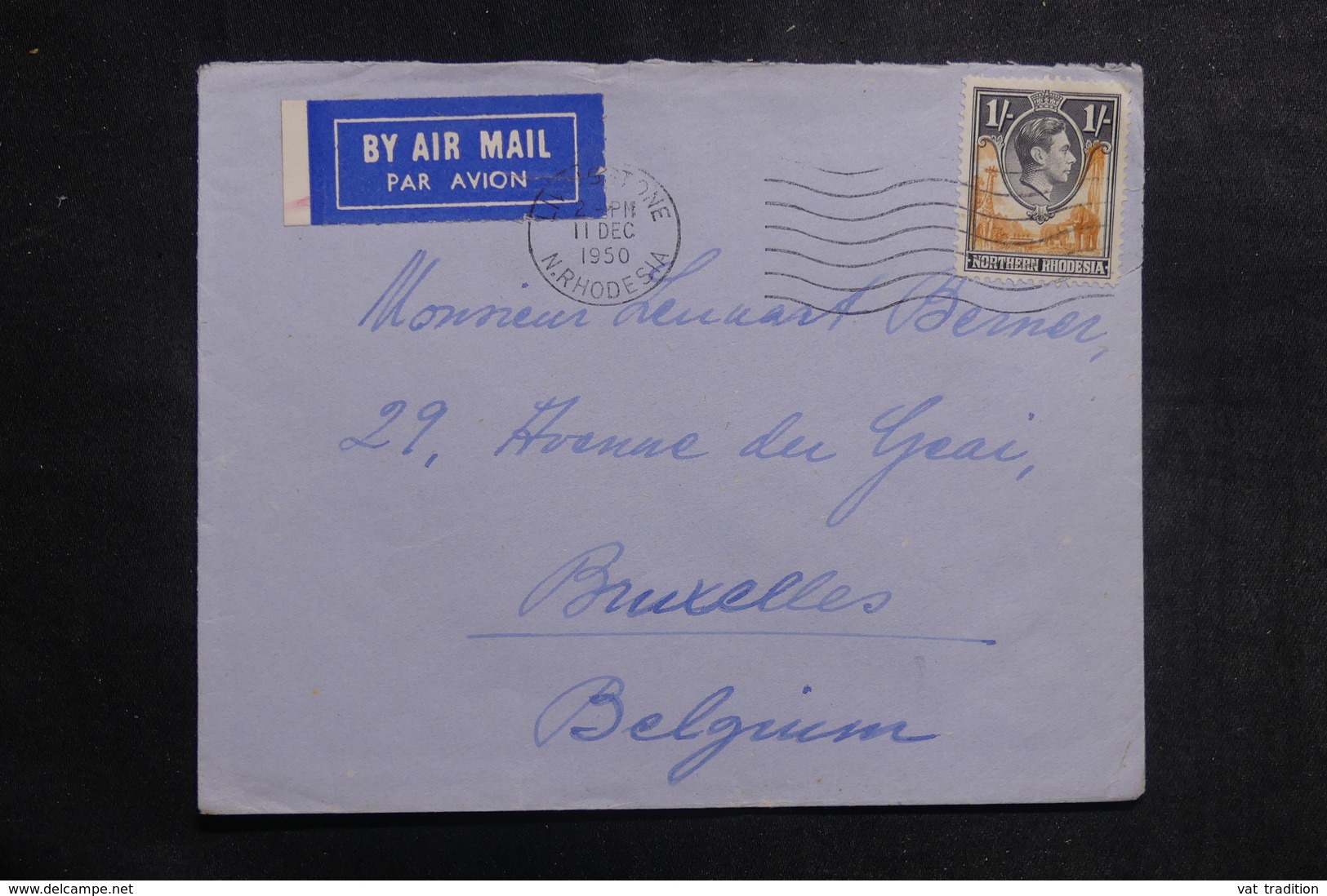 RHODÉSIE - Enveloppe De Livingstone Pour La Belgique En 1950, Affranchissement Plaisant - L 39872 - Rhodésie Du Nord (...-1963)