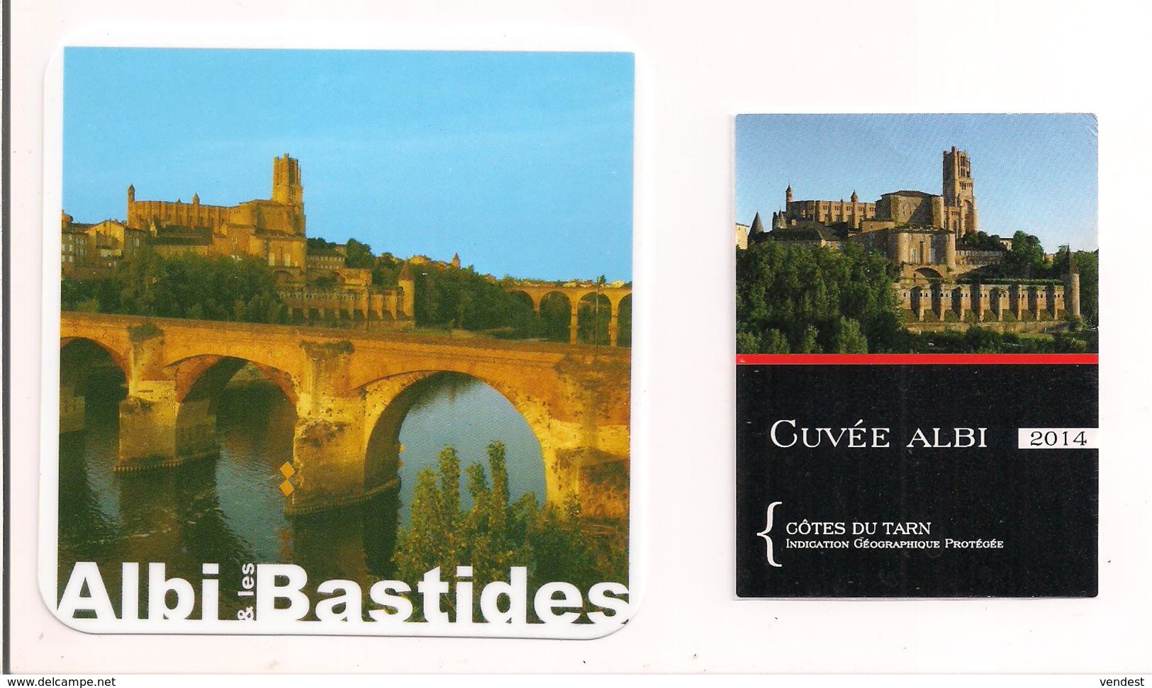 Etiquette Décollée Côtes Du Tarn - Cuvée Albi 2014 Et Sous Verre Albi & Les Bastides - Cathédrale Ste Cécile - - Rotwein