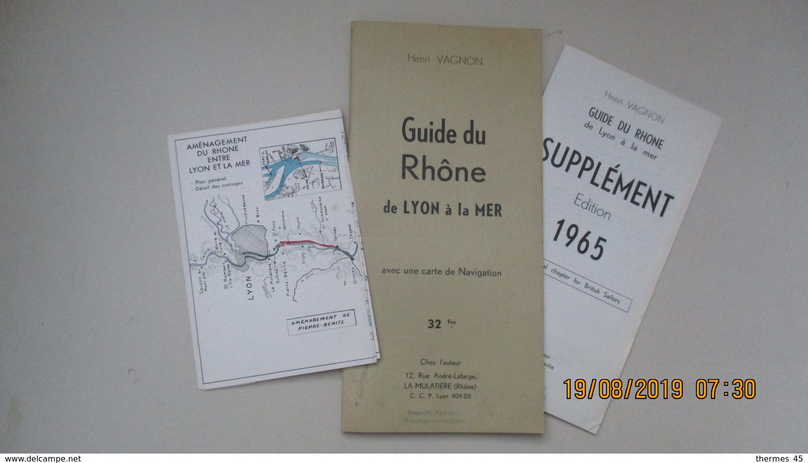 GUIDE DU RHÔNE De LYON à La MER / HENRI VAGNON / 1964 - Carte Nautiche