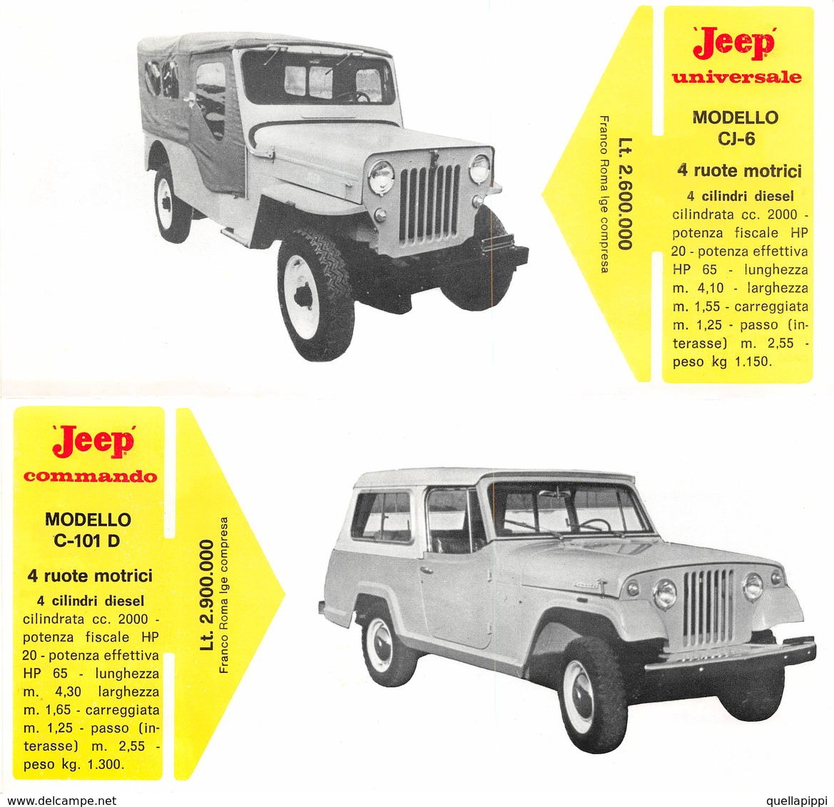 09413 "ROMA - AGIS-MIF SRL - DISTRIBUTORE ESCLUSIVO PER L'ITALIA - JEEP IL FUORISTRADA - VARI MODELLI" PUBBLICITARIO - Pubblicitari