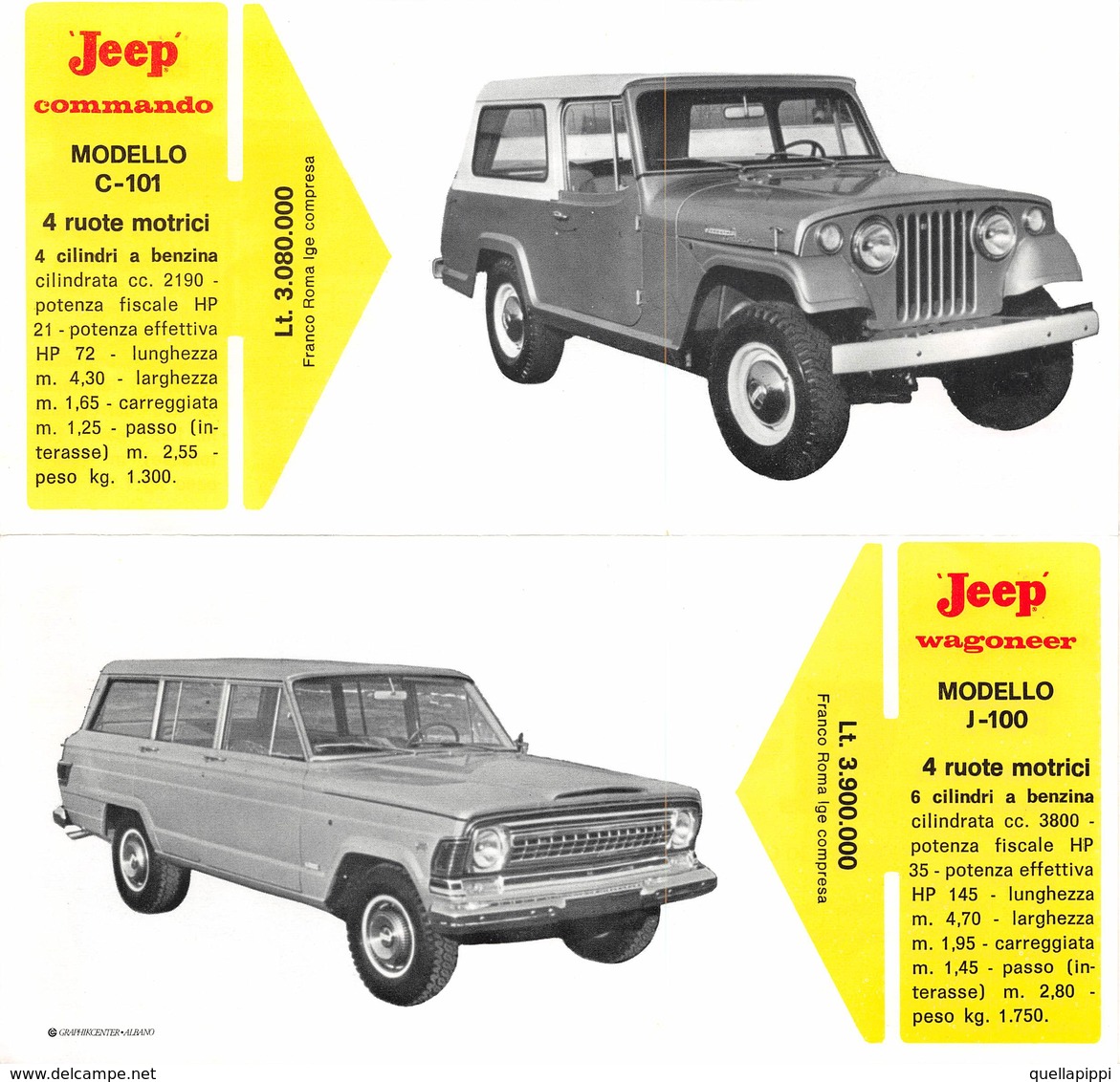 09413 "ROMA - AGIS-MIF SRL - DISTRIBUTORE ESCLUSIVO PER L'ITALIA - JEEP IL FUORISTRADA - VARI MODELLI" PUBBLICITARIO - Pubblicitari