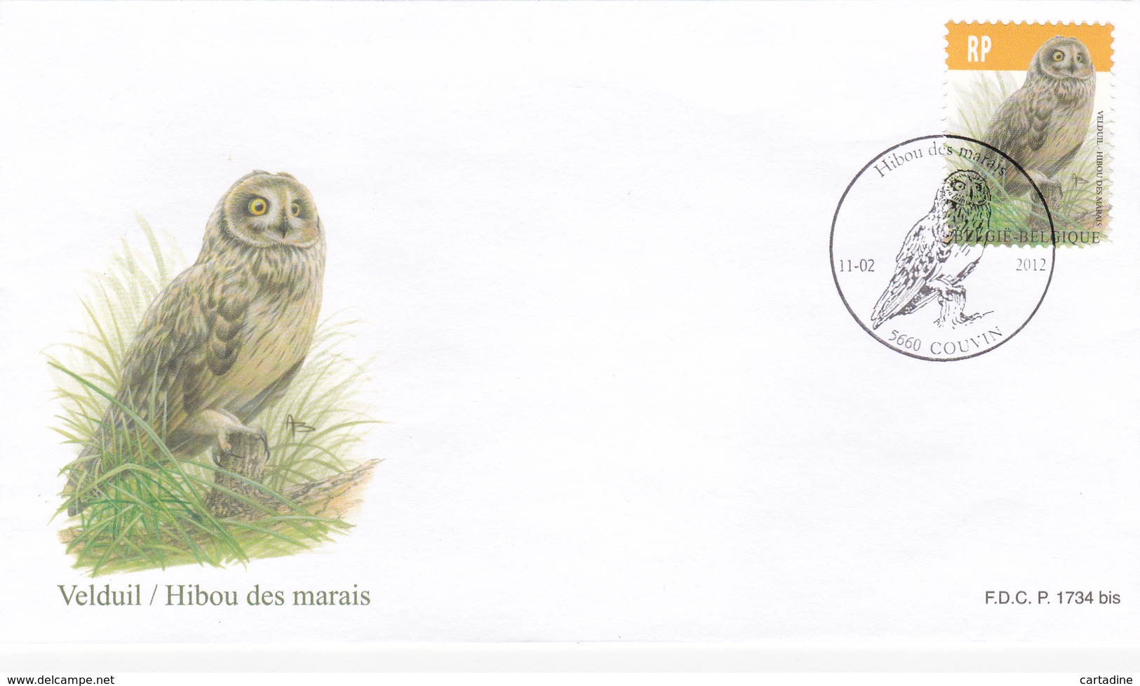 FDC  - Hibou Des Marais / Velduil  - Oiseau De BUZIN - Timbre N°4218 - RP - 1985-.. Birds (Buzin)