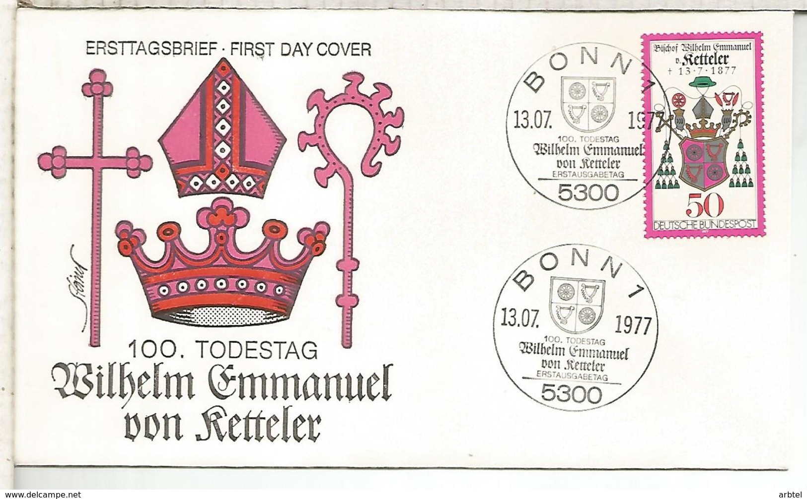 ALEMANIA FDC 1977 VON KETTELER TEOLOGIA RELIGION - Theologians