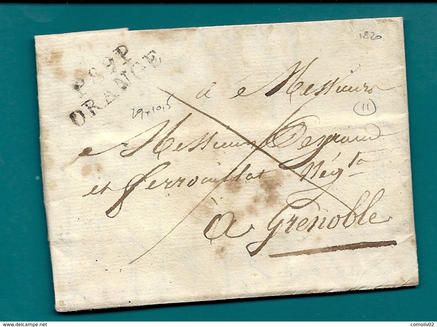 Vaucluse - Orange Pour Grenoble - LAC De 1820 En Port Payé - 1801-1848: Precursors XIX