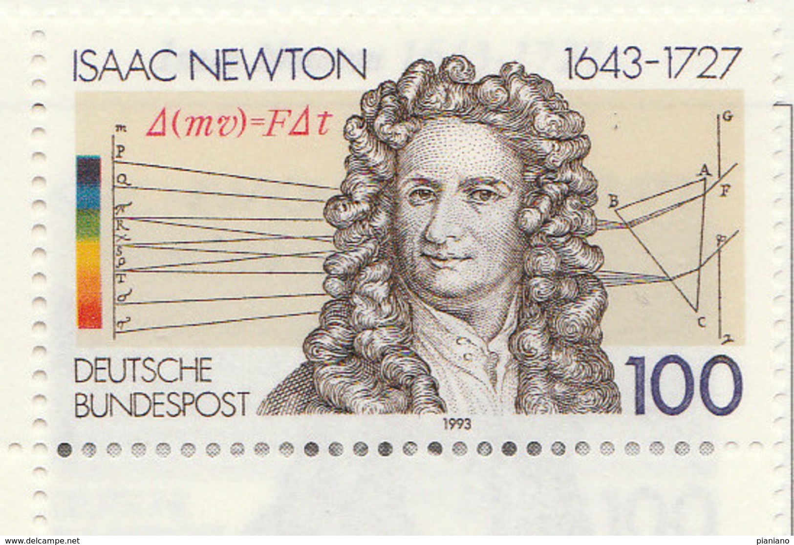 PIA -GER-  1993  : 350° Anniversario Della Nascita Di Isaac Newton - Matematico, Fisico Ed Astronomo -  (Yv 1478) - Astronomy
