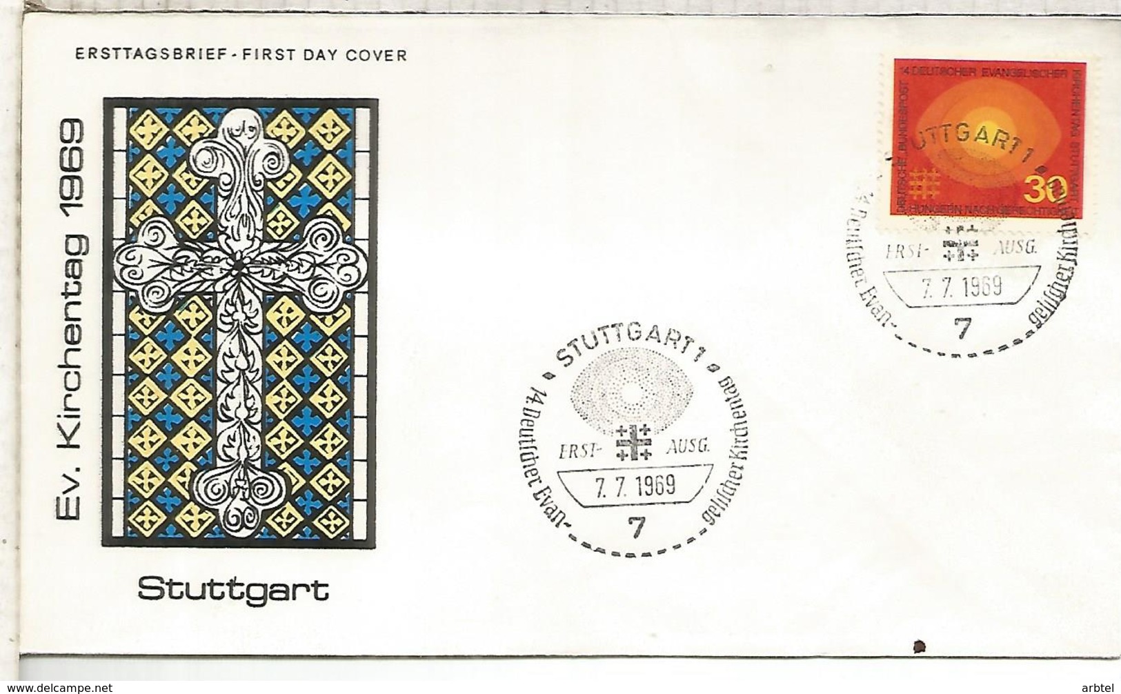 ALEMANIA FDC 1969 IGLESIA EVANGELICA RELIGION - Cristianismo