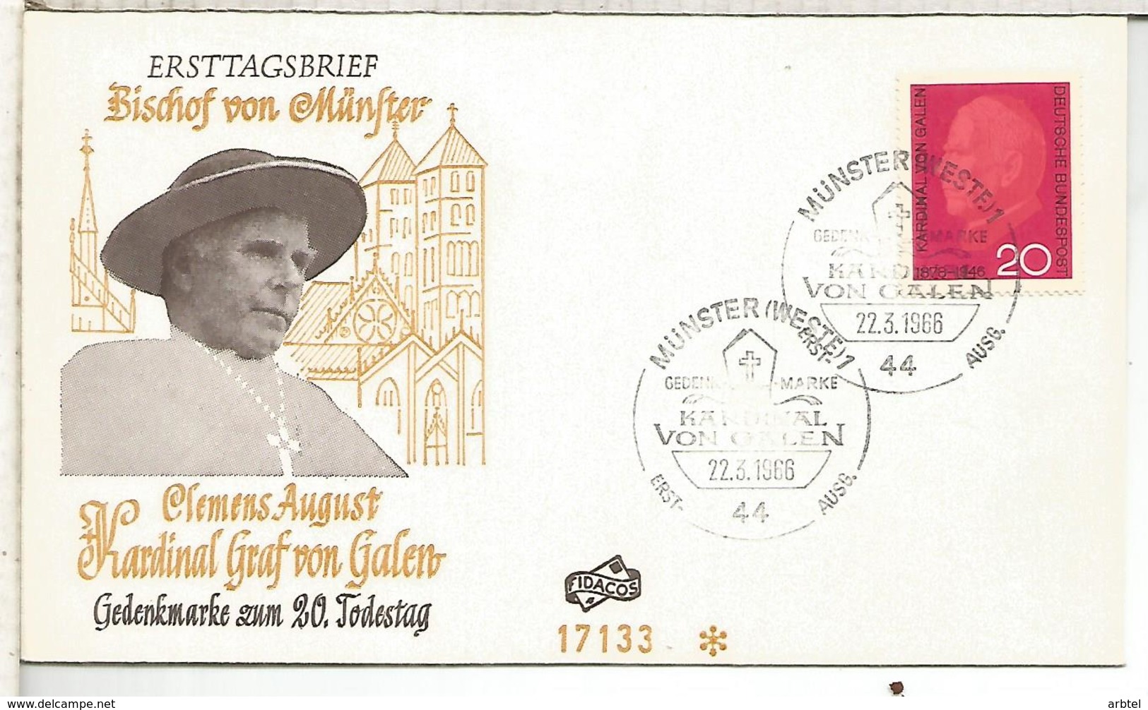 ALEMANIA FDC 1969  RELIGION CARDENAL GRAF VON GALEN - Cristianismo