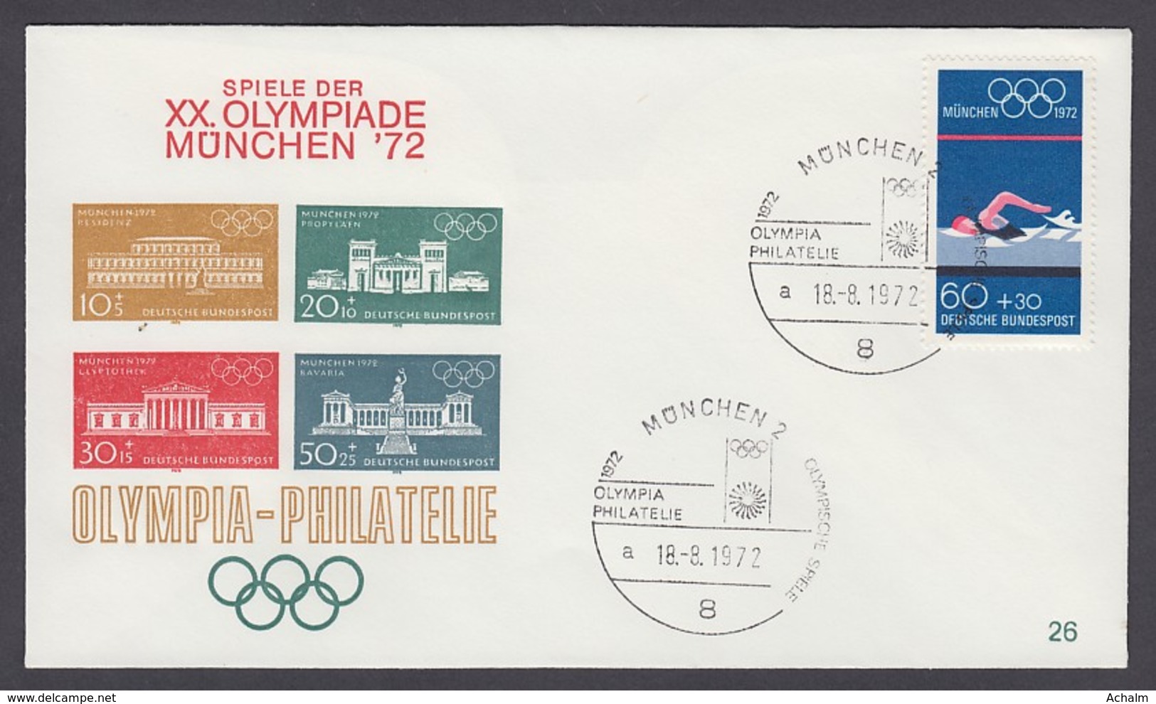 Germany-BRD - Sonderkuvert-Beleg - Olympiade-Philatelie - Olympiade 72 - MiNr. 722 - SSt. München - Summer 1972: Munich