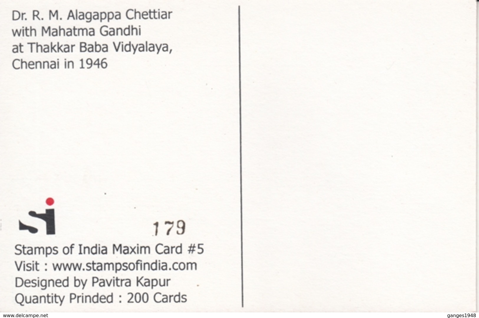 India  2007  Dr. R.M. Alagappa With Mahatma Gandhi  Stamped Card #  21528  D Inde India - Covers & Documents