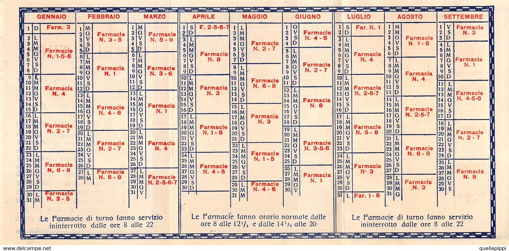 09426 "TORINO - CALENDARIO 1933 - ORARI E TURNI DELLE FARMACIE DELL'ALLEANZA COOPERATIVA TORINESE" - Formato Piccolo : 1921-40