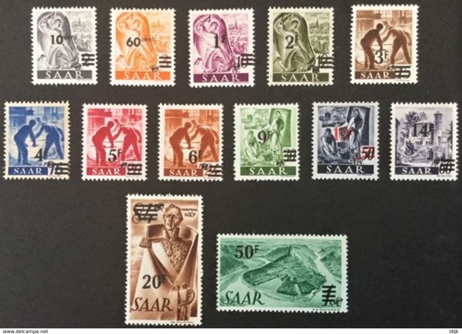 1947 Timbres-poste Surchargés Avec Valeur Français Michel 226II - 235II *) - Ongebruikt