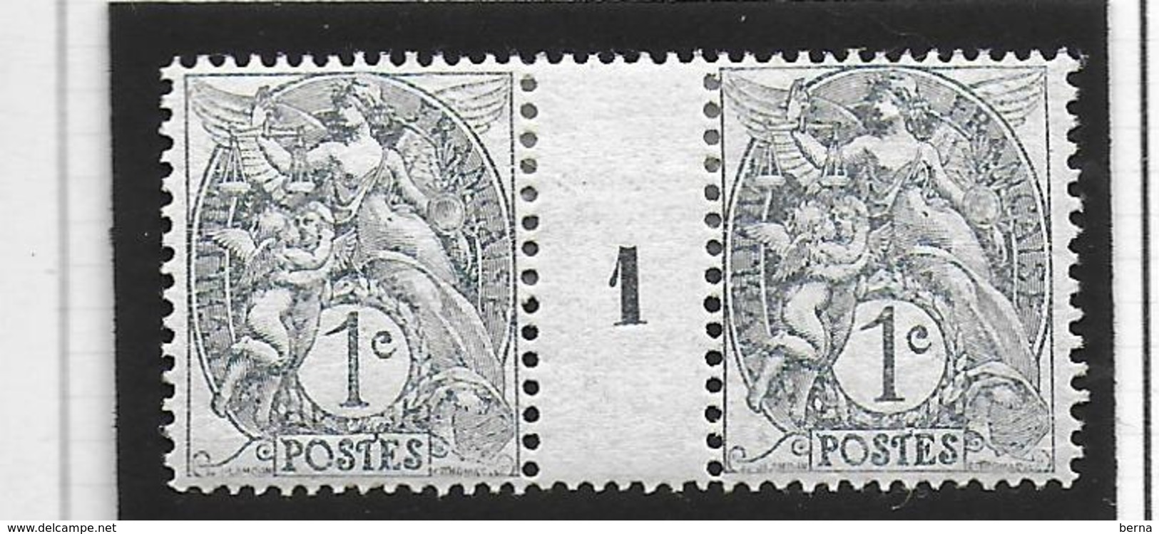 FRANCE 107 ARDOISE PAIRE TYPE IA  MILL 1 DE NEUF CHARNIERE - Millésime