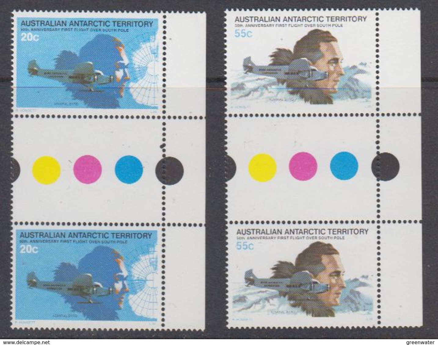 AAT 1980 First Flight Over South Pole 2v Gutter Pair ** Mnh (44291B) - Ongebruikt