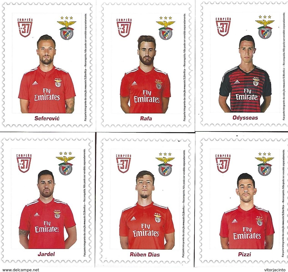 PORTUGAL - 12 Auto-adhesive My Stamp (meuselo), N20g - BENFICA Champion 37th + Post Card + 12 Magnets